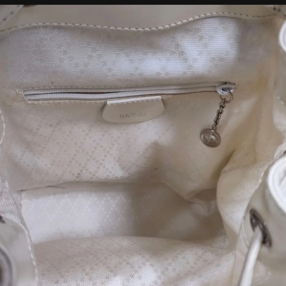 Gucci White Backpack with Bamboo Accent - Picture 7 of 8